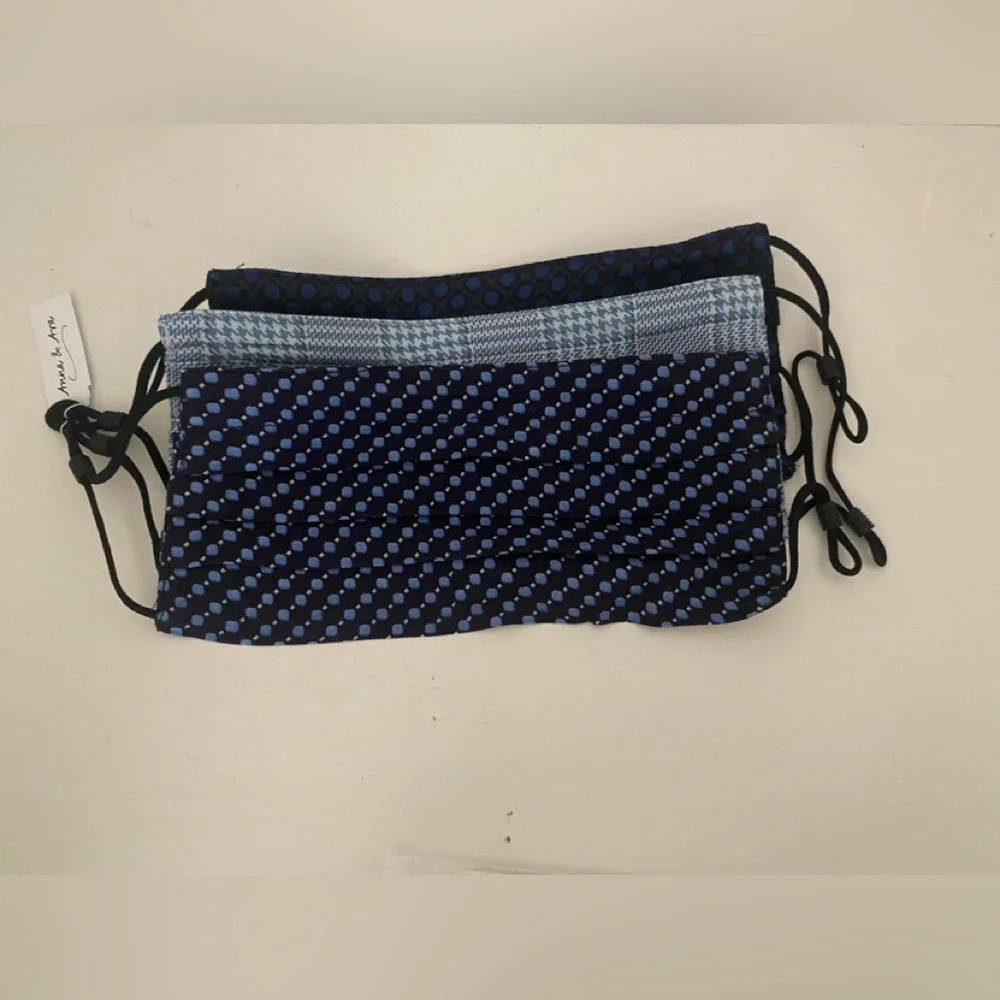 3 NWT Mens Blue Patterned Face Masks Set